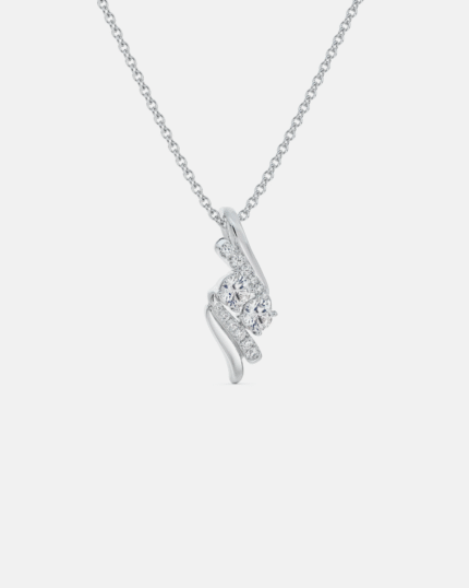 Serpentine Sparkle Diamond and White Gold Pendant Necklace