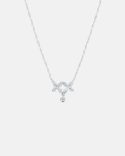Delicate Silver Diamond Cluster Necklace - Image 3